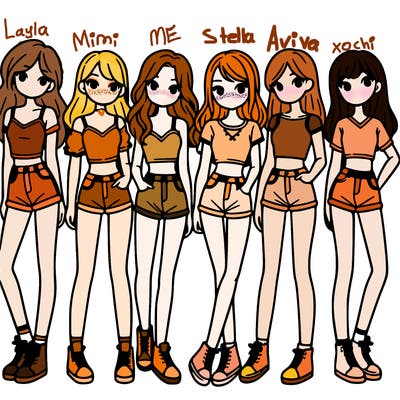 a group of girls wearing crop tops and shorts