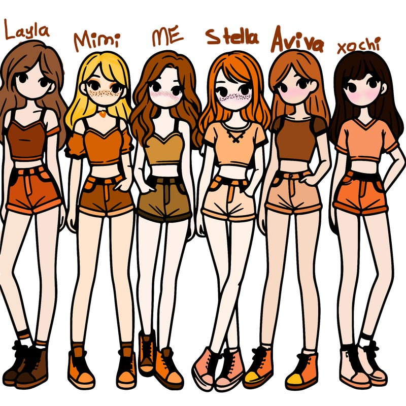 a group of girls wearing crop tops and shorts