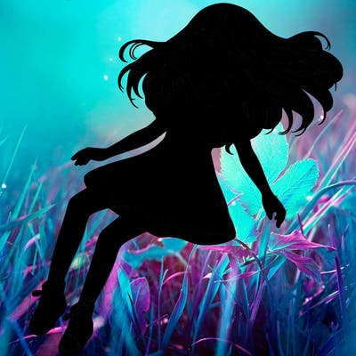 realistic girl floating