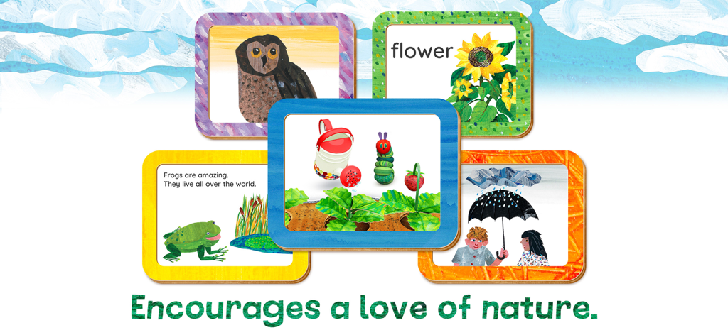 Hungry Caterpillar Play School - Nature themed educational cards from the Hungry Caterpillar Play School app featuring animals and plants.