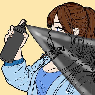 a realistic girl spray, painting