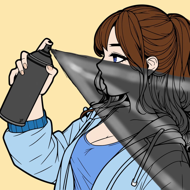 a realistic girl spray, painting