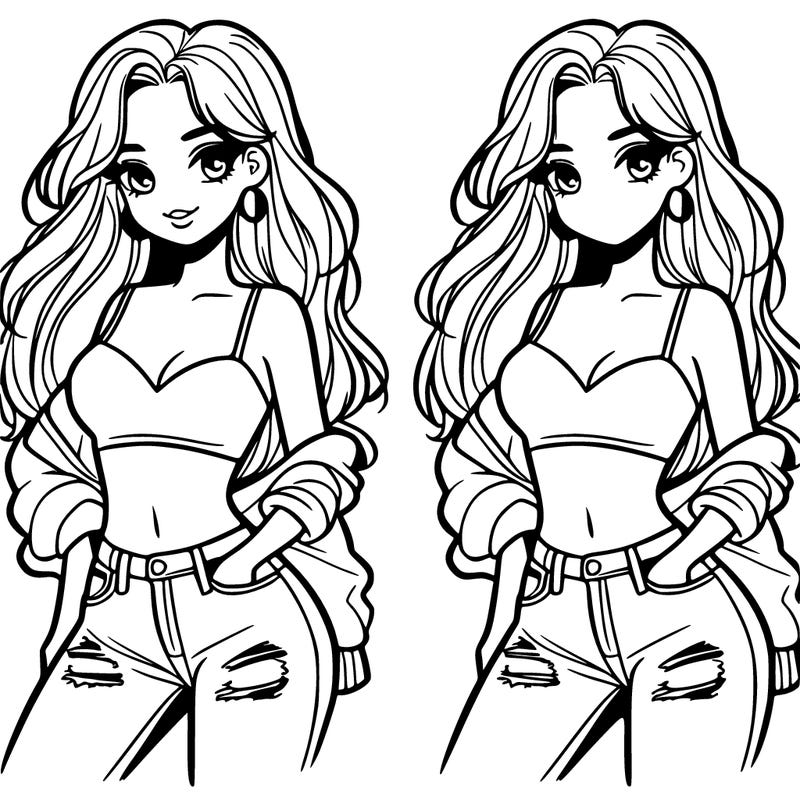 pretty girl with crop top and jeans