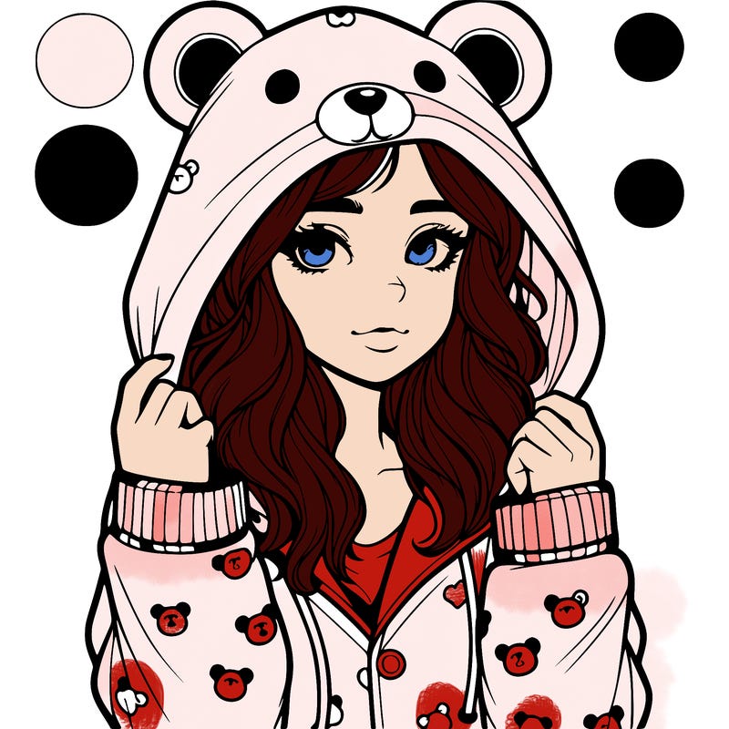 realistic girl in a animal pjs hoodie
