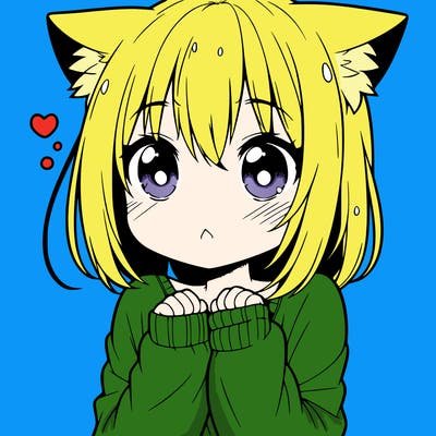 shy anime catgirl