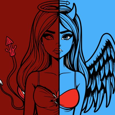 devil vs angel realistic girl