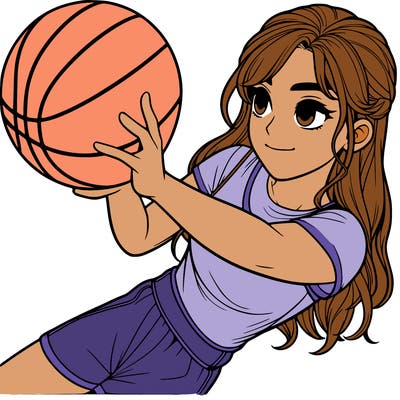 realistic girl playing basketball