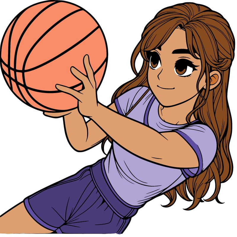 realistic girl playing basketball
