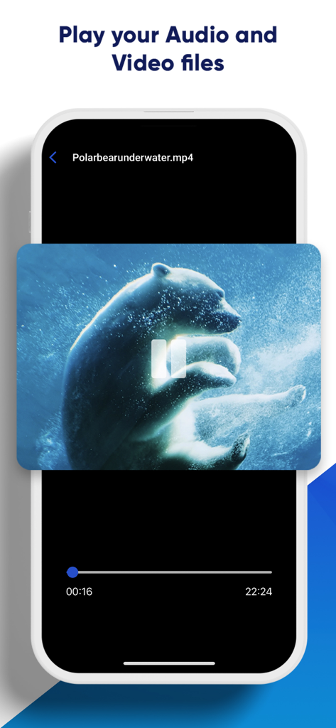 Icedrive – Cloud Storage - A smartphone displaying the Icedrive cloud storage app video player interface playing a video.