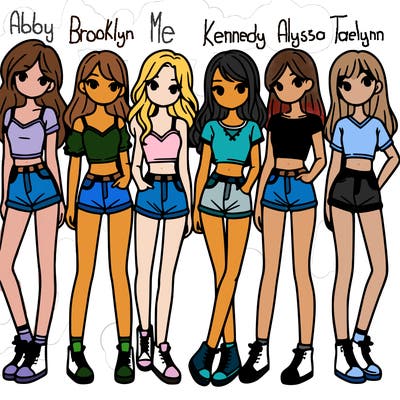 a group of girls wearing crop tops and shorts