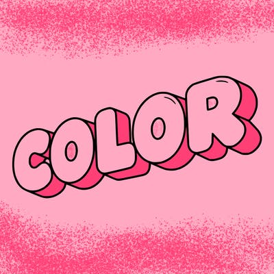 a sign that says color in bubble writing