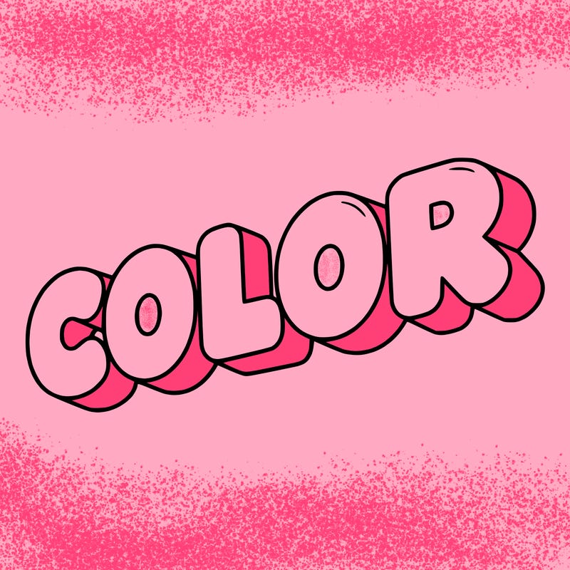 a sign that says color in bubble writing