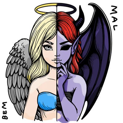 realistic angel half demon