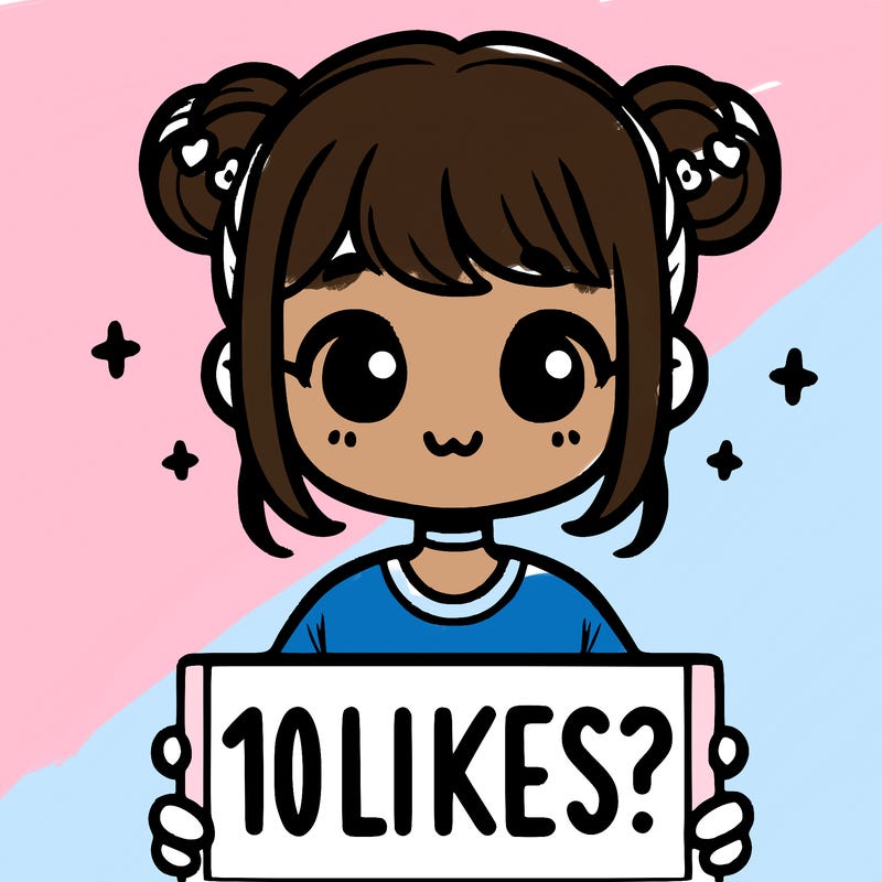 cute girl that is holding a sign that says 10 likes?