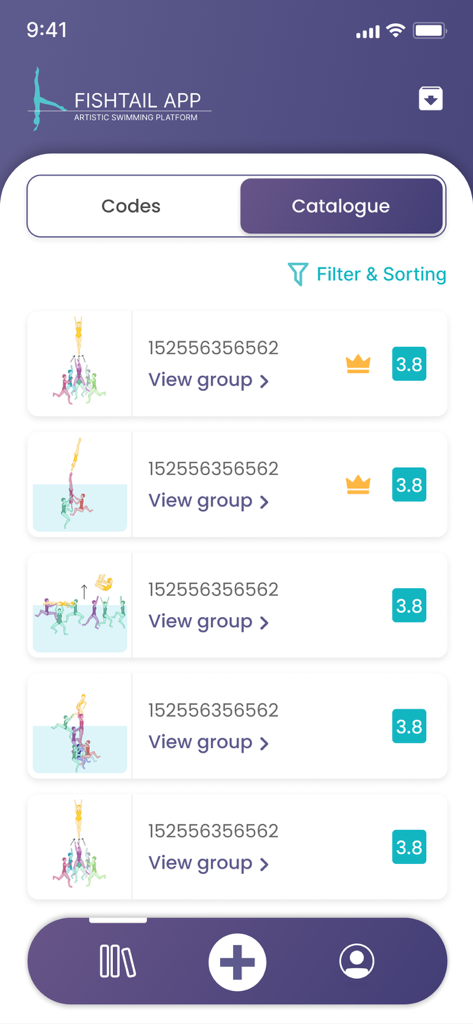 Fishtail App - Catalogue of artistic swimming acro moves with difficulty scores in the Fishtail App
