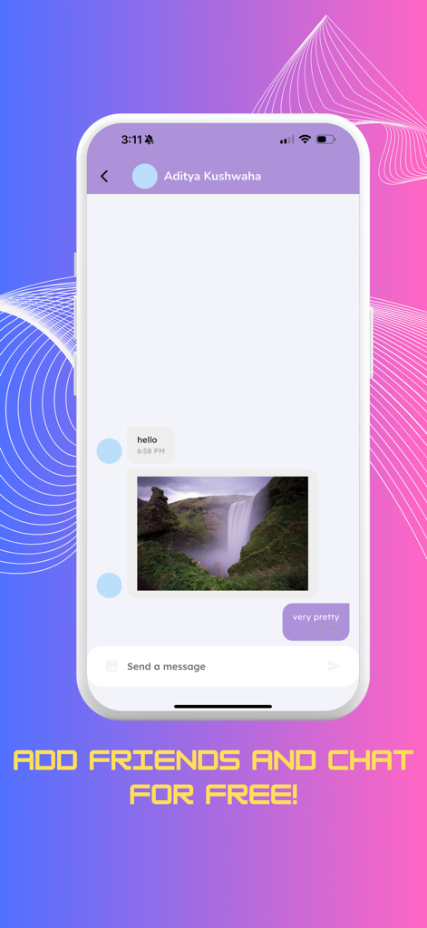 Schermata mobile che mostra una conversazione di chat e un'immagine generata dall'AI condivisa nell'app AIKO