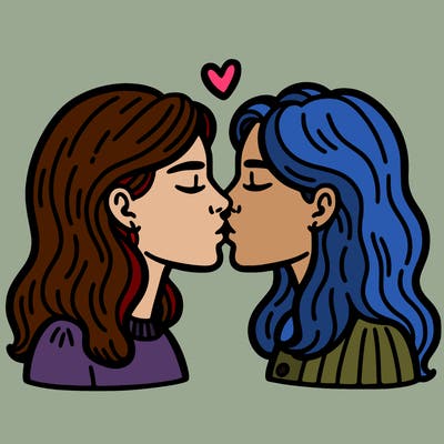 women kissin