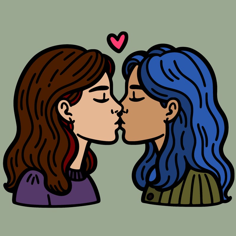 women kissin