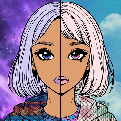 split realistic girl