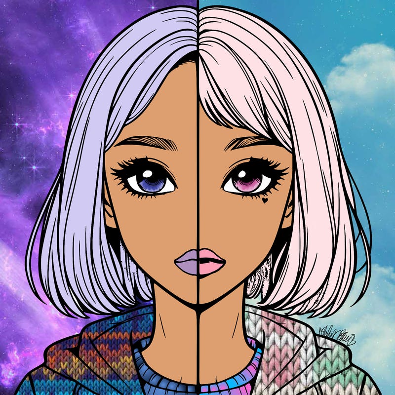 split realistic girl