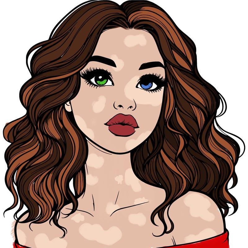 realistic girl with wavy hair and lips