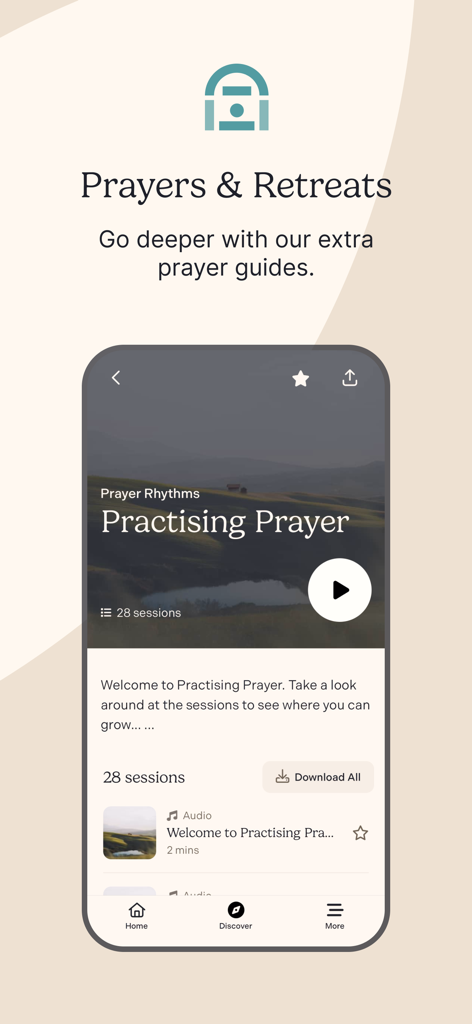 Pray As You Go app interface showing prayer rhythms and guided retreats for contemplative practice