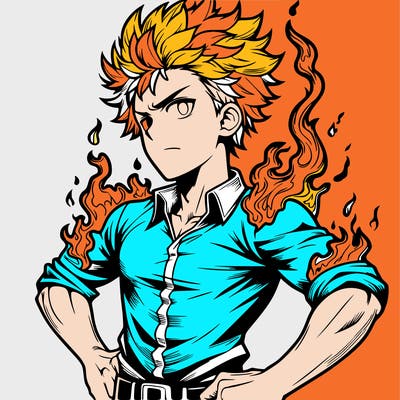 realistic manga man of fire