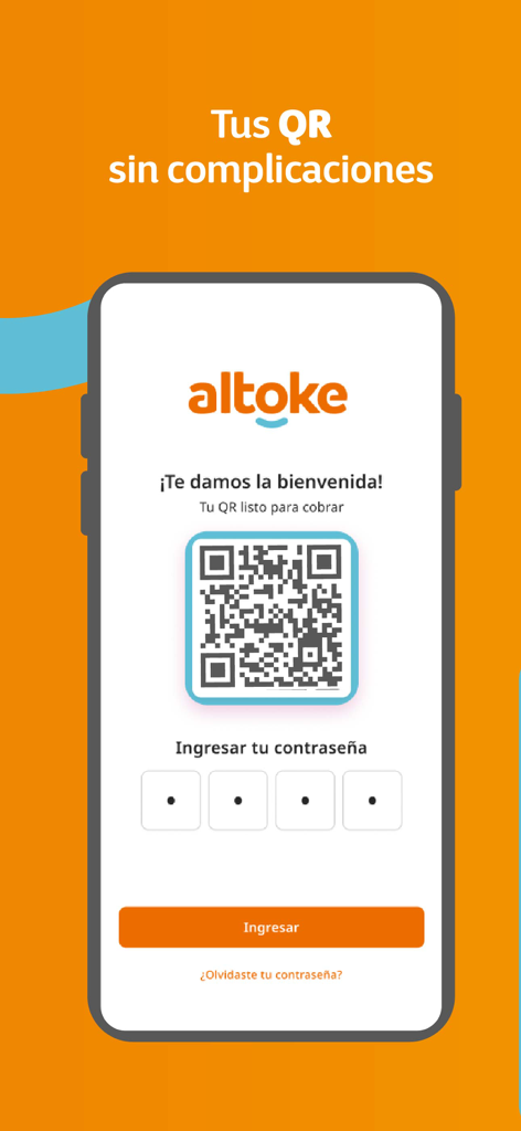 Altoke BancoSol - Altoke BancoSol mobile app login screen displaying a QR code for quick digital payments