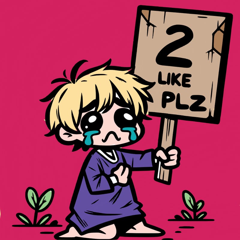 small poor toddler crying with sign that says 2 like plz