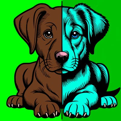 realistic dog split picture