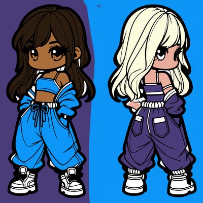 girl in crop top and baggy pants