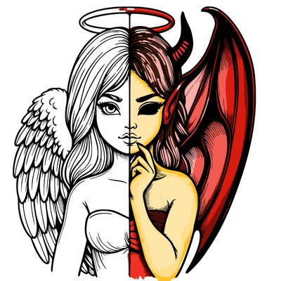 realistic angel half demon