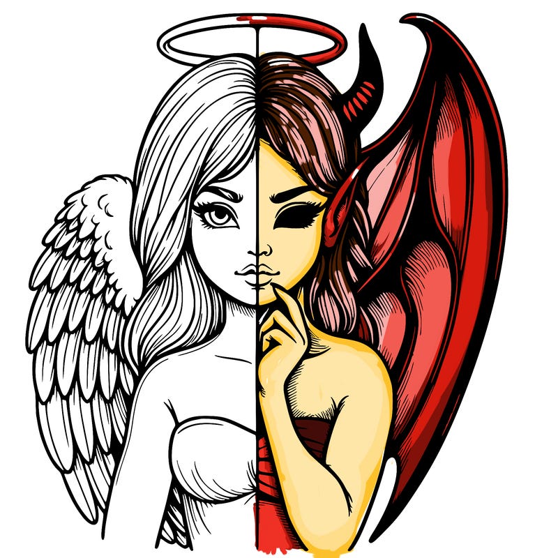 realistic angel half demon