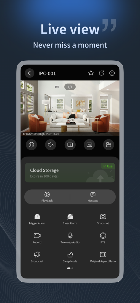 UniEase (Formerly UNV-Link) - UniEase mobile App mit Live-Sicherheitskamera-Feed mit professioneller Überwachungs- und Steuerungfunktion