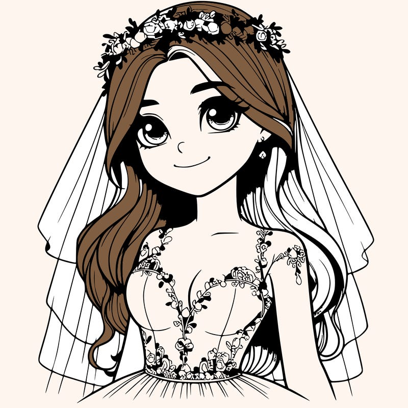 realistic girl in a wedding dress