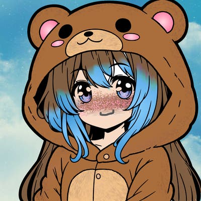 animi girl in a bear jumpsuit