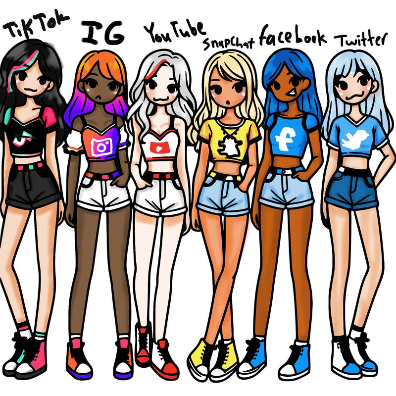 a group of girls wearing crop tops and shorts