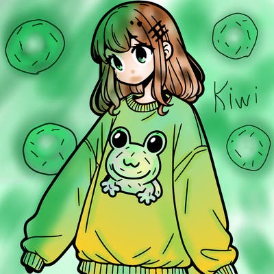 girl wearing frogging sweatshirt