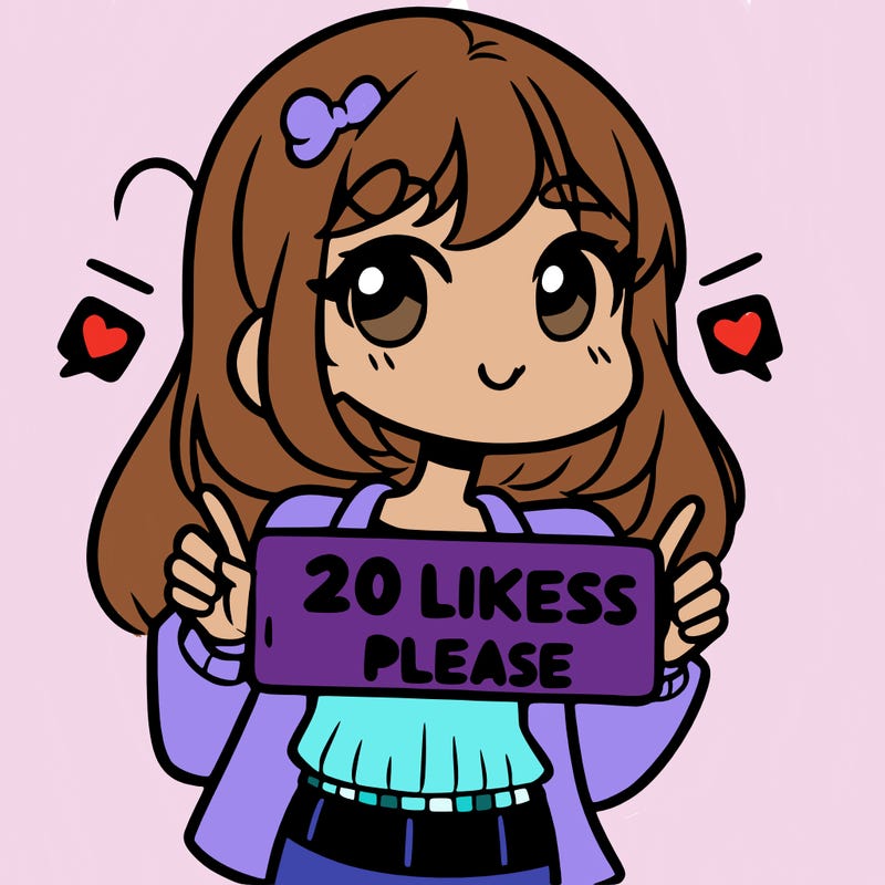 a girl saying 20 likes please