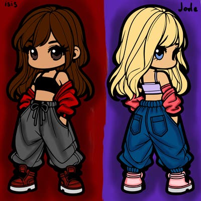 girl in crop top and baggy pants