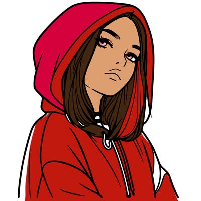 a realistic girl in a hoodie