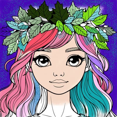 realistic girl with fall leaf crown
