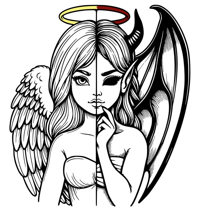 realistic angel half demon