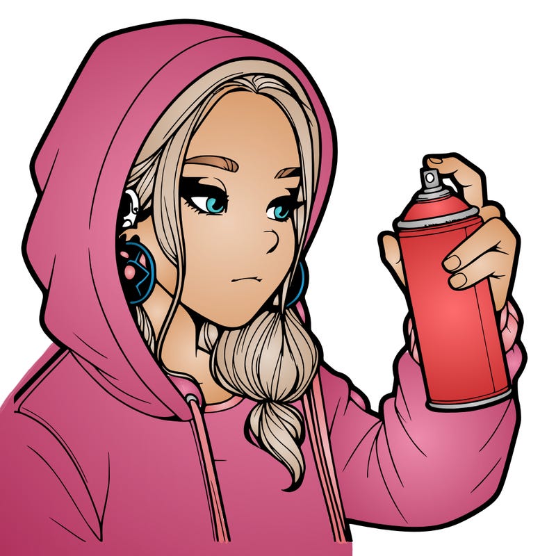 a realistic girl, spray painting