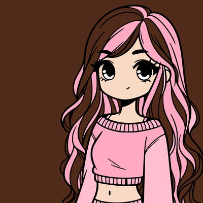 girl with long hair and a crop top with a sweater