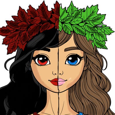 realistic girl with fall leaf crown