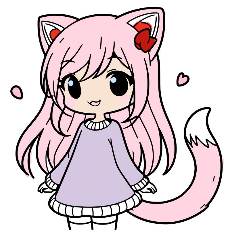 girl with cat ears and tail