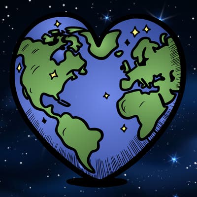 earth shaped like a heart