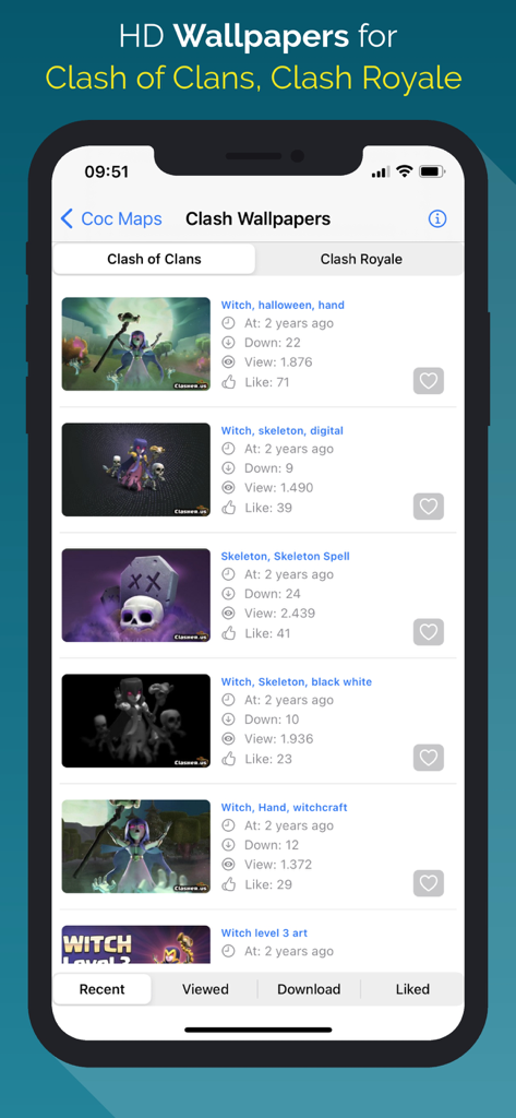 Maps for Clash Of Clans - HD Wallpapers for Clash of Clans and Clash Royale within the app interface