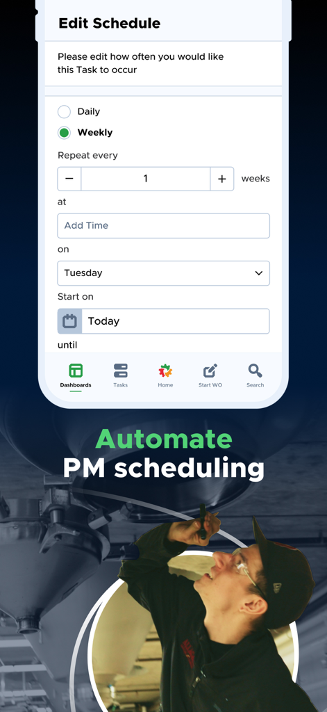 Limble CMMS - Limble CMMS mobile app screen for automated preventative maintenance scheduling